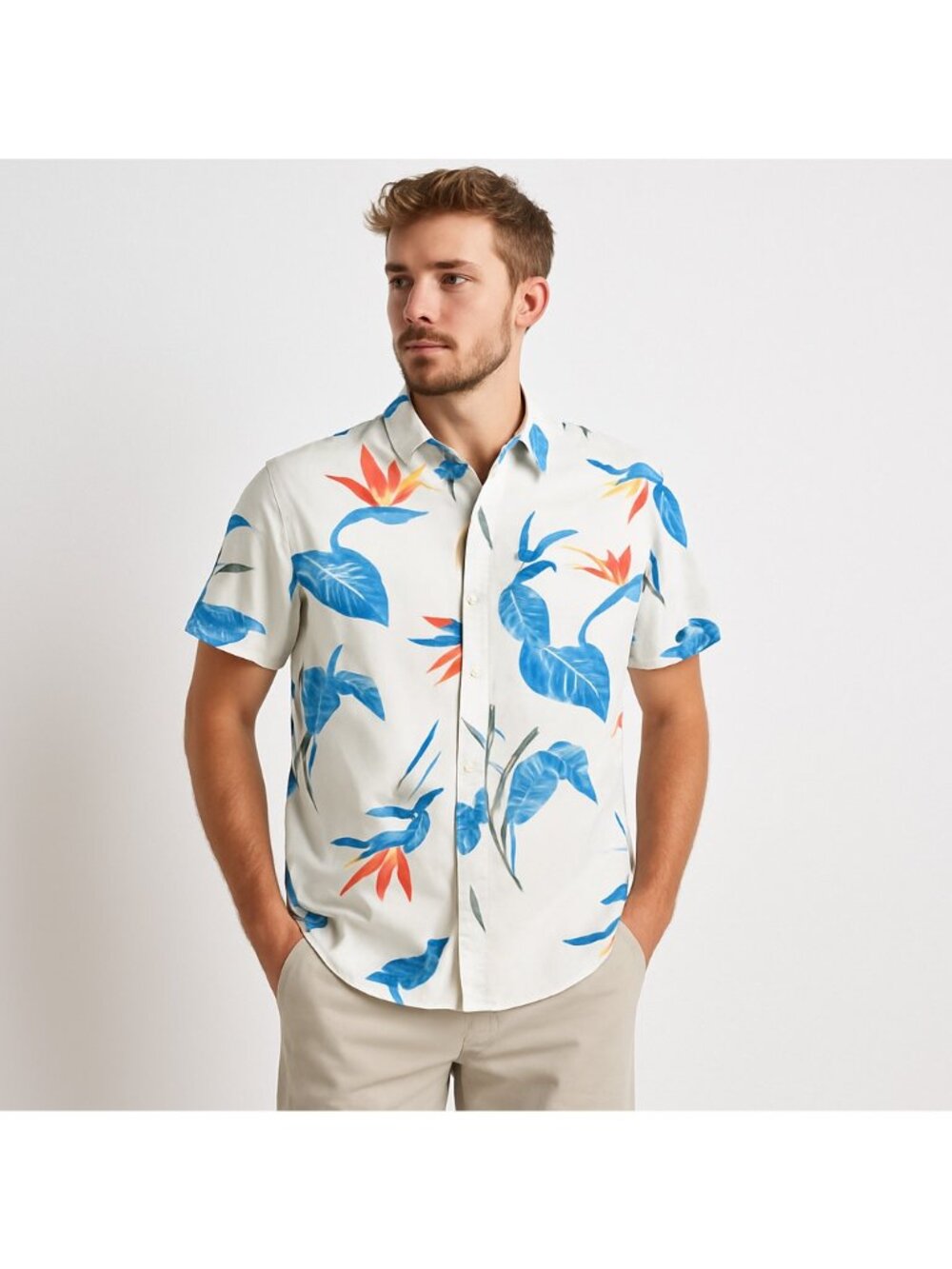 Brixton Men’s Floral Button Down Shirt M Short Sleeve Cotton Poly Hawaiian Print